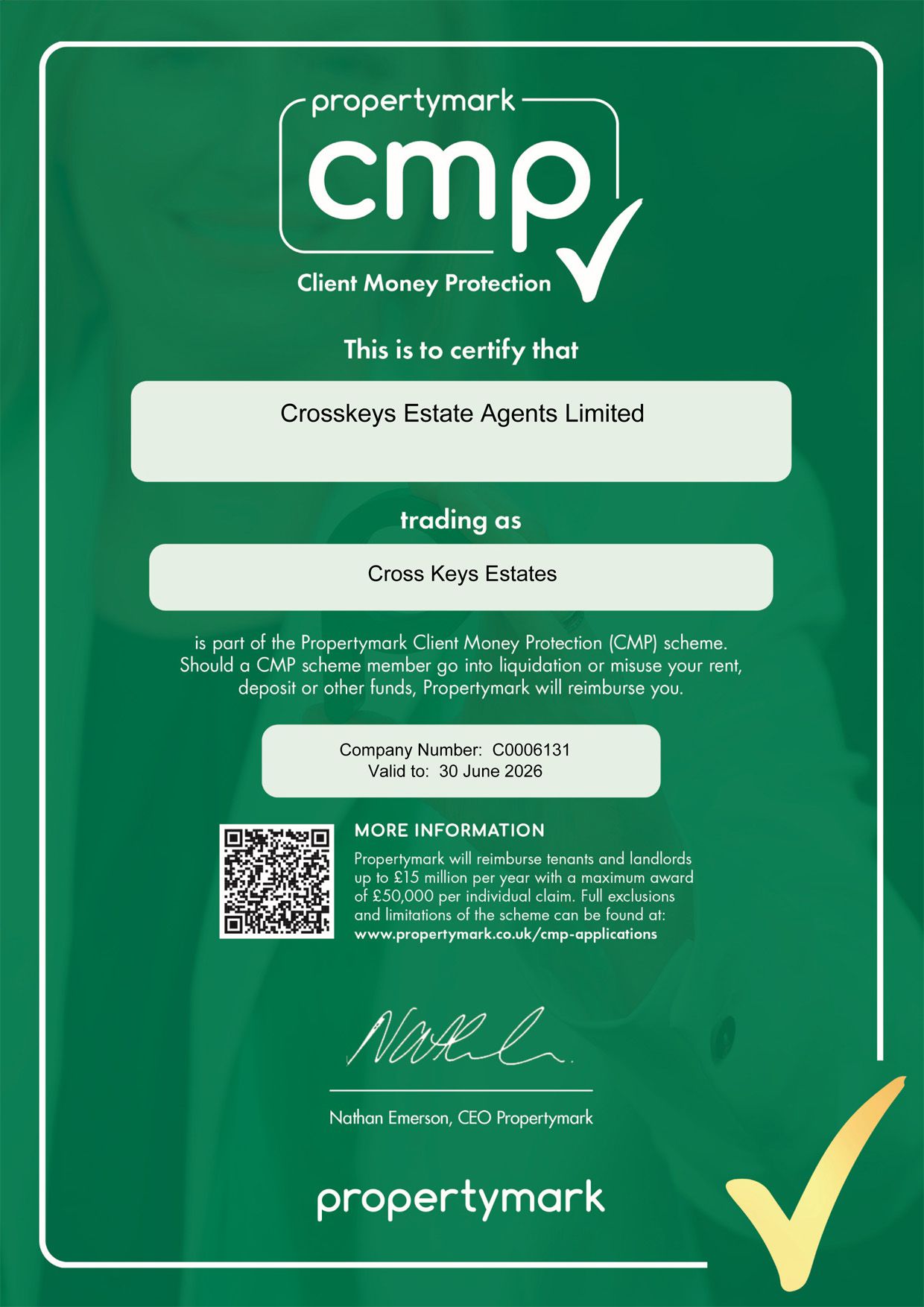 Client Money Protection Certificate